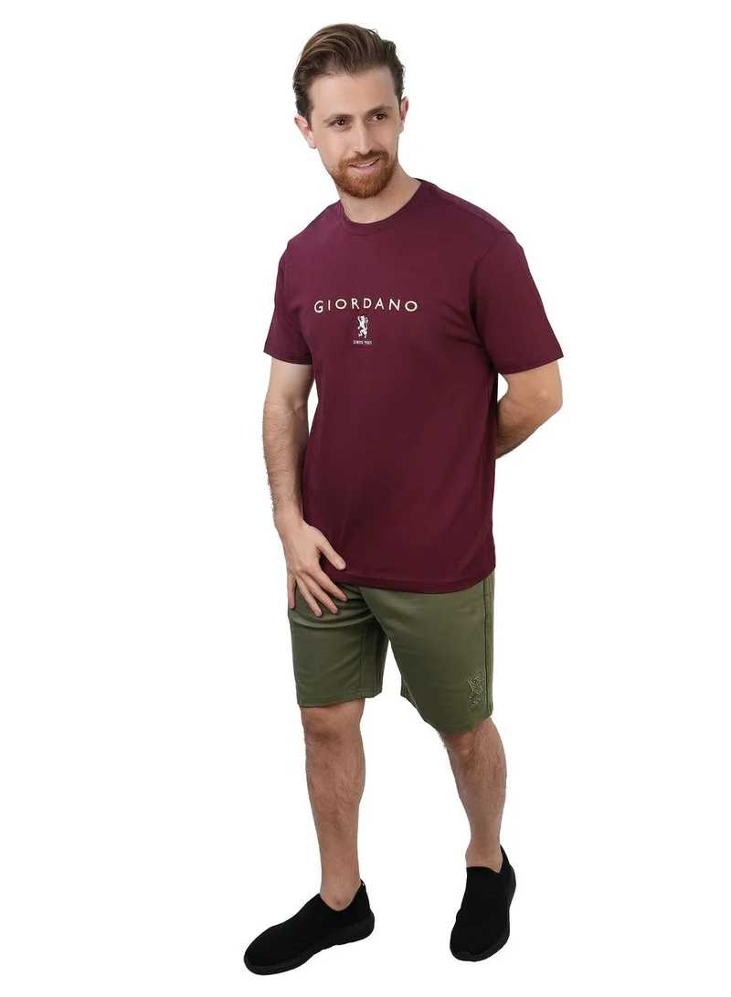 جيوردانو تيشيرت رجالي قطن بقصة ضيقة وطبعة مميزة